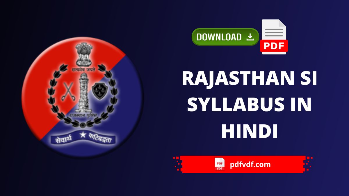 Rajasthan SI Syllabus in Hindi Pdf